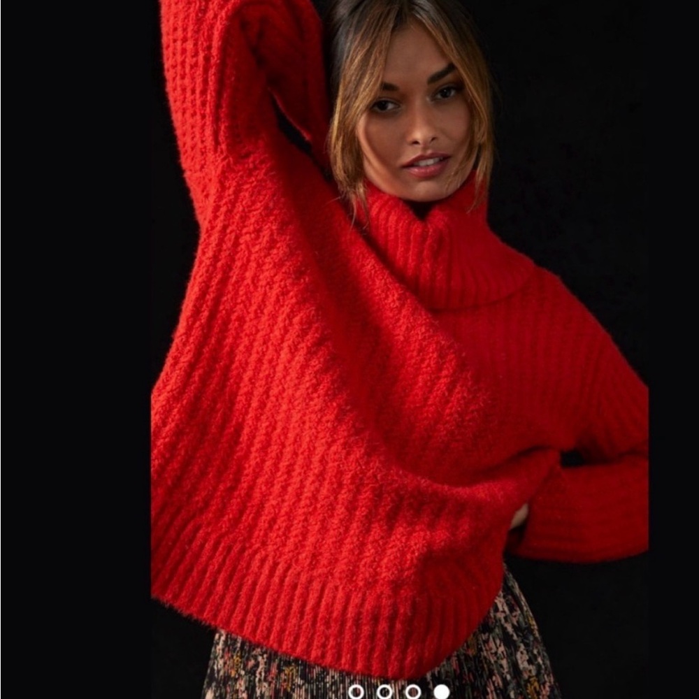 Anthropologie Red Turtleneck Sweater